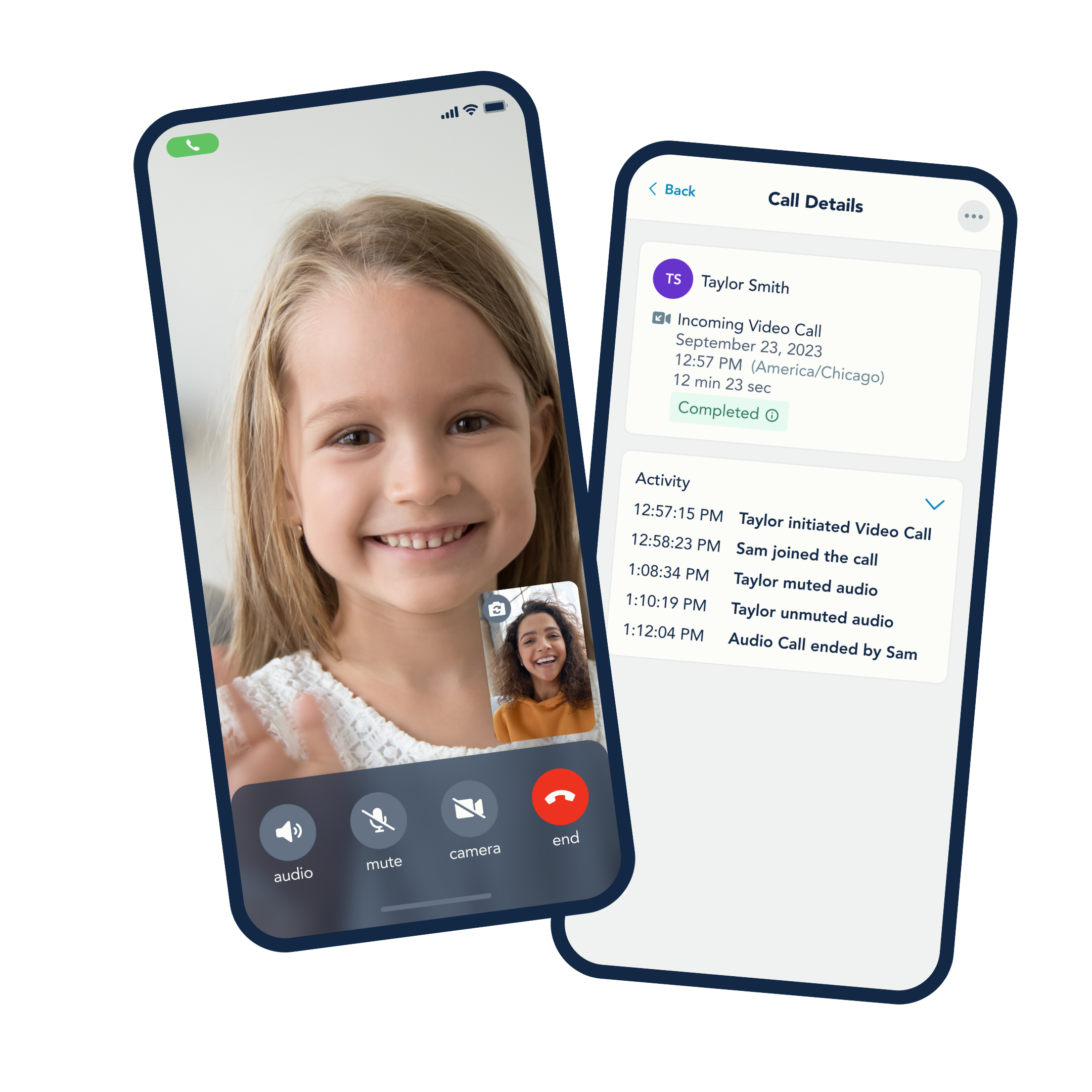 Example of a video call on OurFamilyWizard